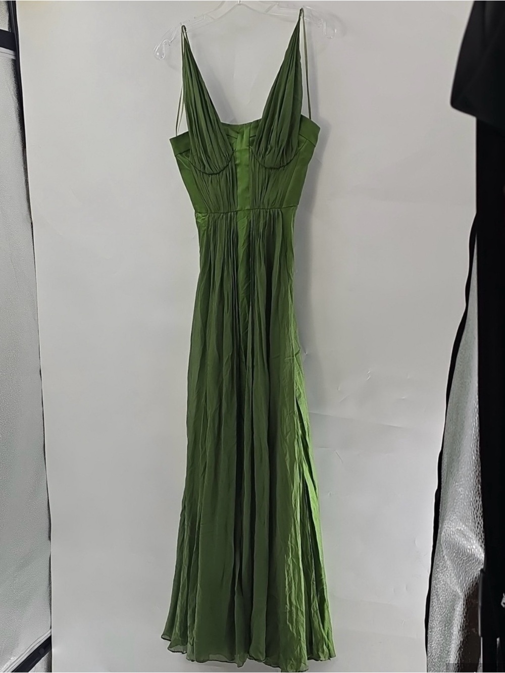AMUR ADELE GREEN GRASS COLOR MAXI  DRESS